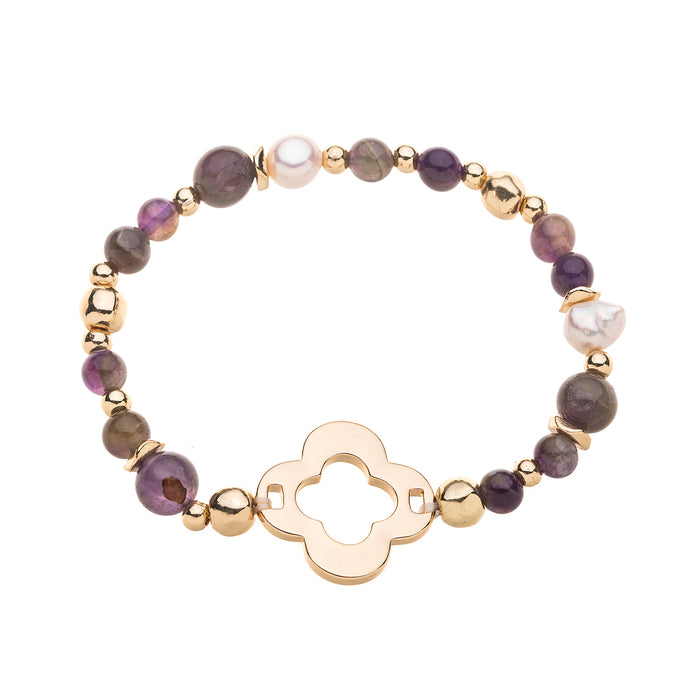 B1461PURPLE BRACELET WITH SEMI PRECIOUS AMETHYST STONES SUPPLIED IN A POUCH