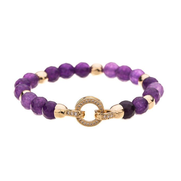 B1468PURPLE BRACELET WITH SEMI PRECIOUS AMETHYST SUPPLIED IN A POUCH