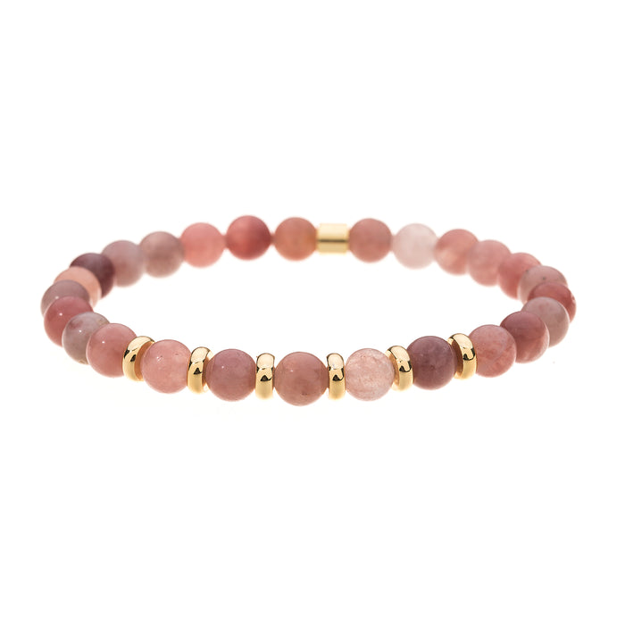 B1560 SUN STONE SEMI PRECIOUS 6MM STONE BRACELET WITH A POUCH - PACK OF 2