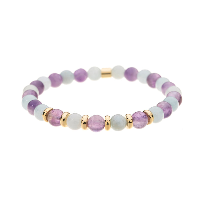 B1562 FLUORITE SEMI PRECIOUS 6MM STONE BRACELET WITH A POUCH - PACK OF 2