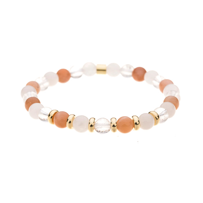 B1563 QUARTZ & ROSE JADE SEMI PRECIOUS 6MM STONE BRACELET WITH A POUCH - PACK OF 2