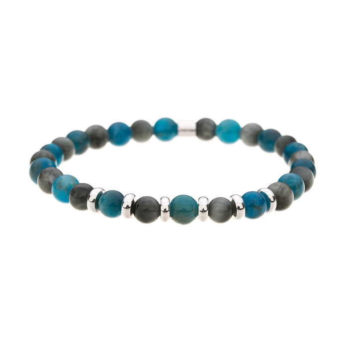 B1564 HAWK'S EYE SEMI PRECIOUS 6MM STONE BRACELET WITH A POUCH - PACK OF 2