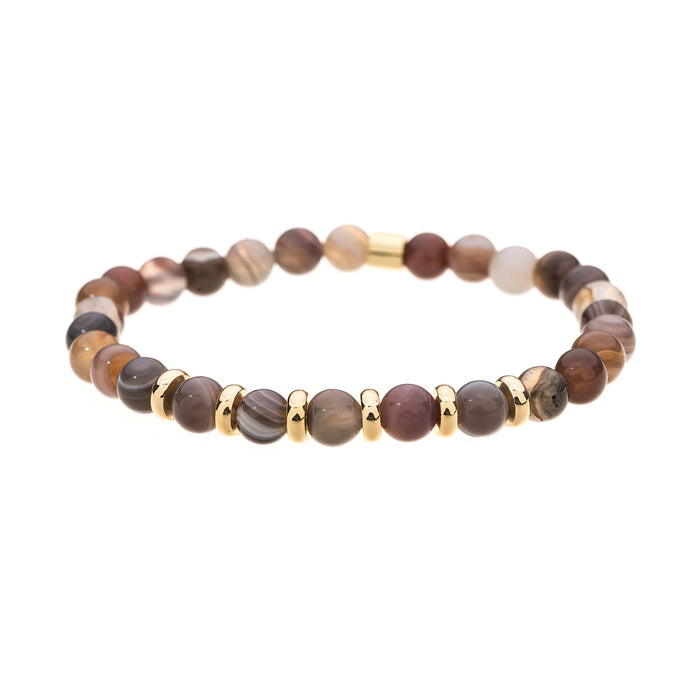 B1567 PERSIAN AGATE SEMI PRECIOUS 6MM STONE BRACELET WITH A POUCH - PACK OF 2