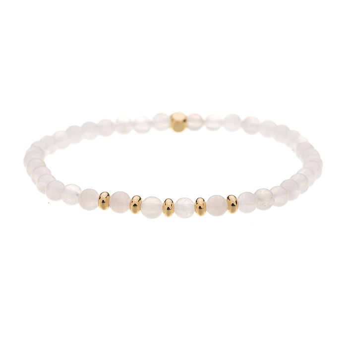 B1569 MOONSTONE SEMI PRECIOUS 4MM STONE BRACELET WITH A POUCH - PACK OF 2