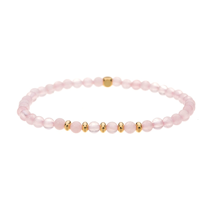 B1570 ROSE QUARTZ SEMI PRECIOUS 4MM STONE BRACELET WITH A POUCH - PACK OF 2