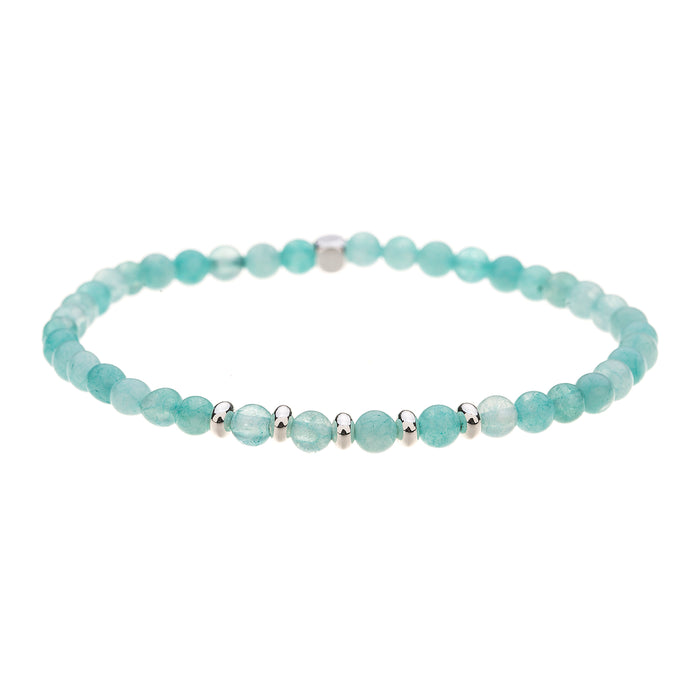 B1572 AQUAMARINE SEMI PRECIOUS 4MM STONE BRACELET WITH A POUCH - PACK OF 2