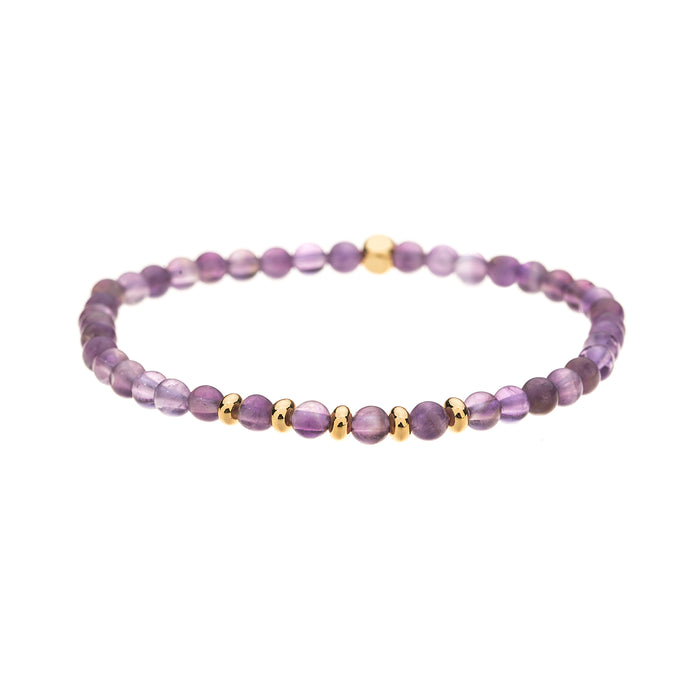 B1574 AMETHYST SEMI PRECIOUS 4MM STONE BRACELET WITH A POUCH - PACK OF 2