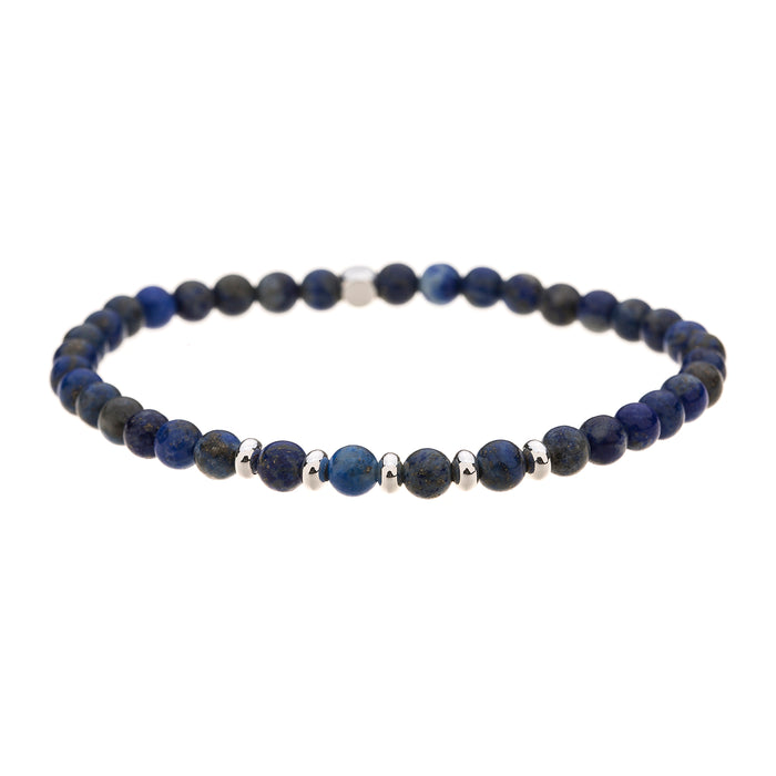 B1576 LAPIS SEMI PRECIOUS 4MM STONE BRACELET WITH A POUCH - PACK OF 2