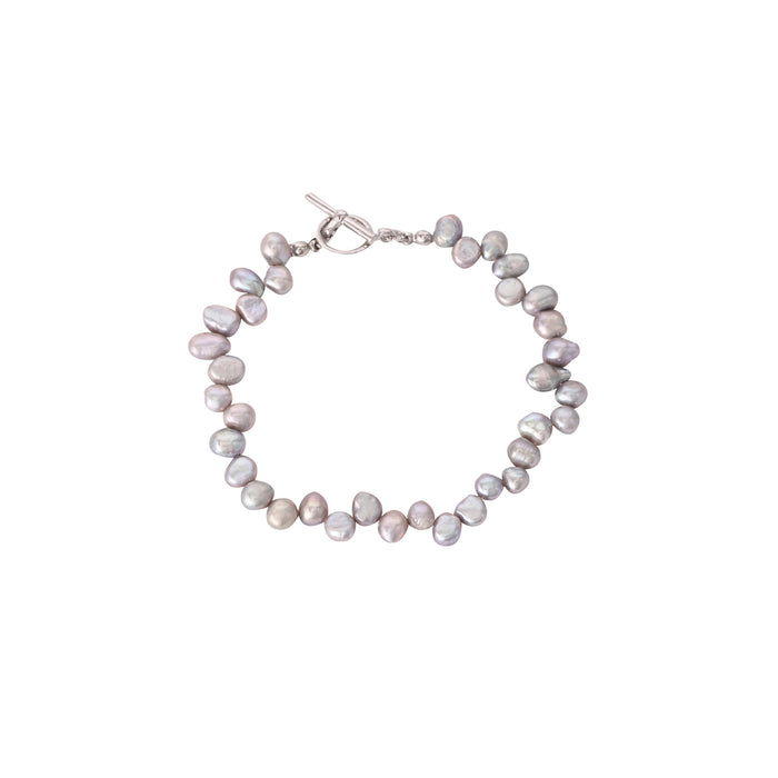 GOLD PLATED FRESH WATER PEARL BRACELET B1865GREY
