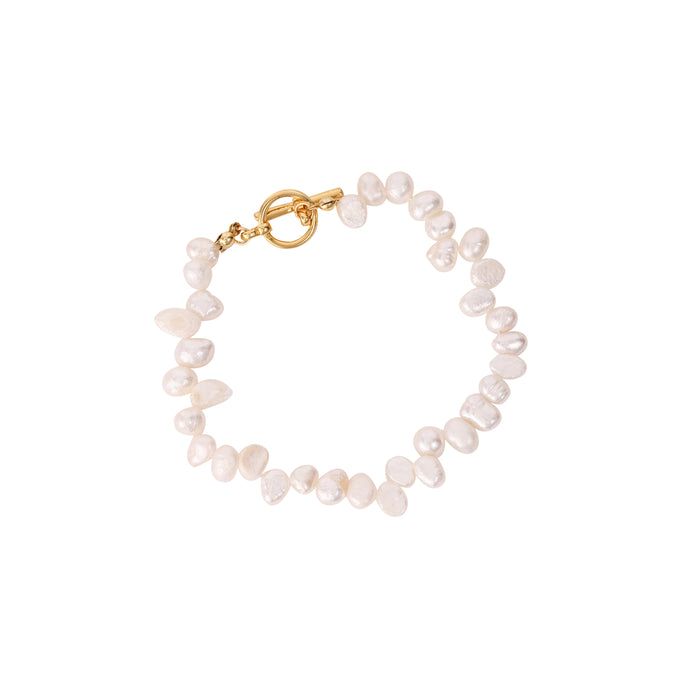 RHODIUM PLATED FRESH WATER PEARL BRACELET B1865WHITE
