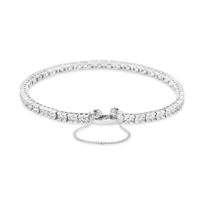 RHODIUM PLATED BRACELET WITH CUBIC ZIRCONIA STONES B1875RHODIUM
