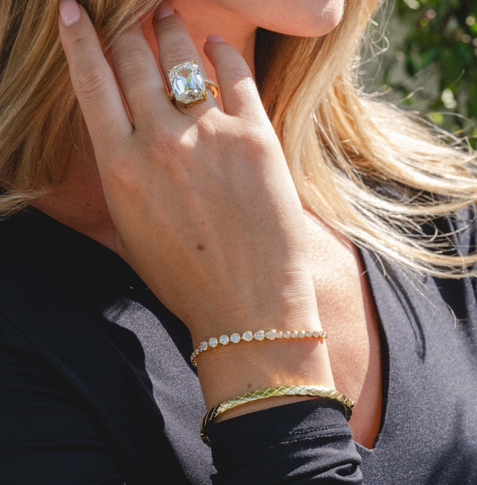 GOLD PLATED BRACELET WITH CUBIC ZIRCONIA STONES B1886GOLD