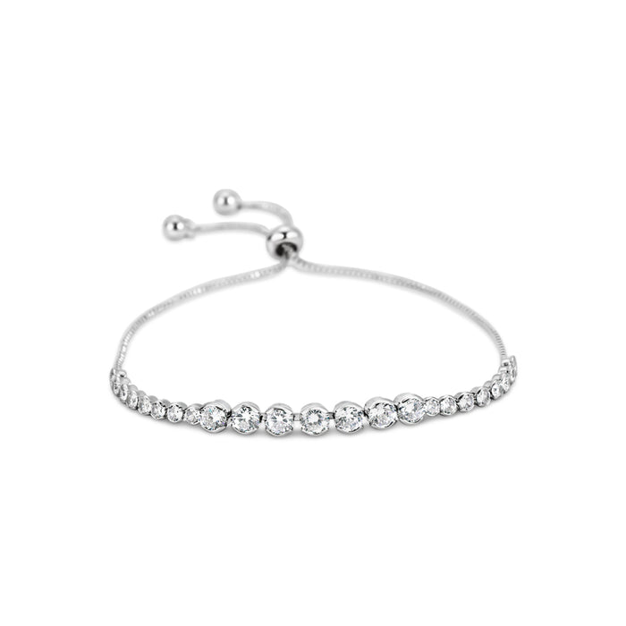 RHODIUM PLATED BRACELET WITH CUBIC ZIRCONIA STONES B1886RHODIUM