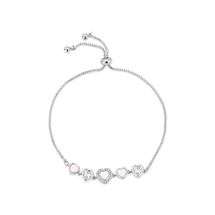 RHODIUM PLATED BRACELET WITH CUBIC ZIRCONIA STONES B1890