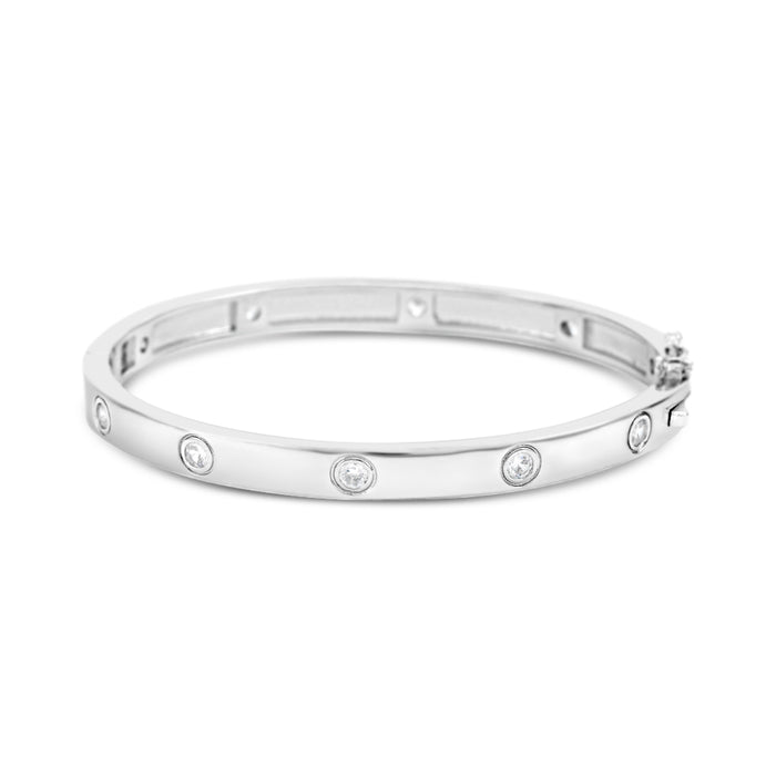 RHODIUM PLATED BANGLE WITH CUBIC ZIRCONIA STONES B1895