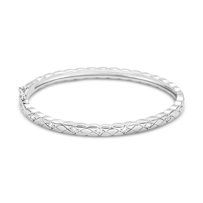RHODIUM PLATED BANGLE WITH CUBIC ZIRCONIA STONES B1896