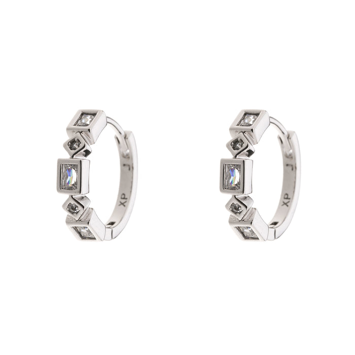 Rhodium Plated Cubic Zirconia Earrings E1512