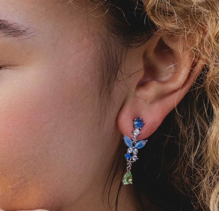 RHODIUM PLATED EARRINGS WITH CUBIC ZIRCONIA STONES E1648