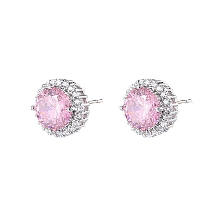 RHODIUM PLATED EARRINGS WITH CUBIC ZIRCONIA STONES E1649