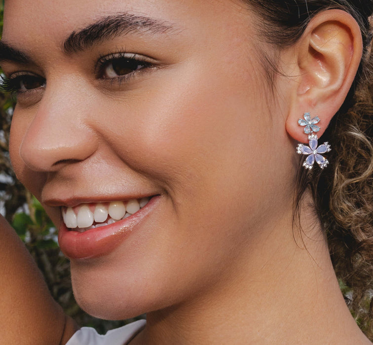 Rhodium PLATED EARRINGS WITH CUBIC ZIRCONIA STONES E1655