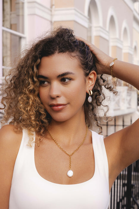 GOLD PLATED FRESH WATER PEARL EARRINGS E1707