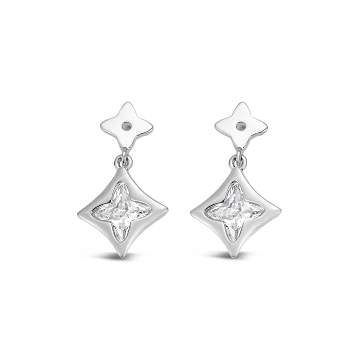 RHODIUM PLATED CUBIC ZIRCONIA EARRINGS E1856RHODIUM