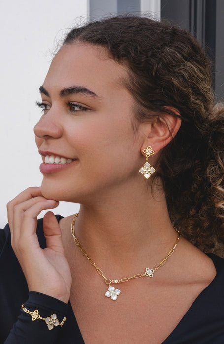 GOLD PLATED CUBIC ZIRCONIA EARRINGS E1859GOLD