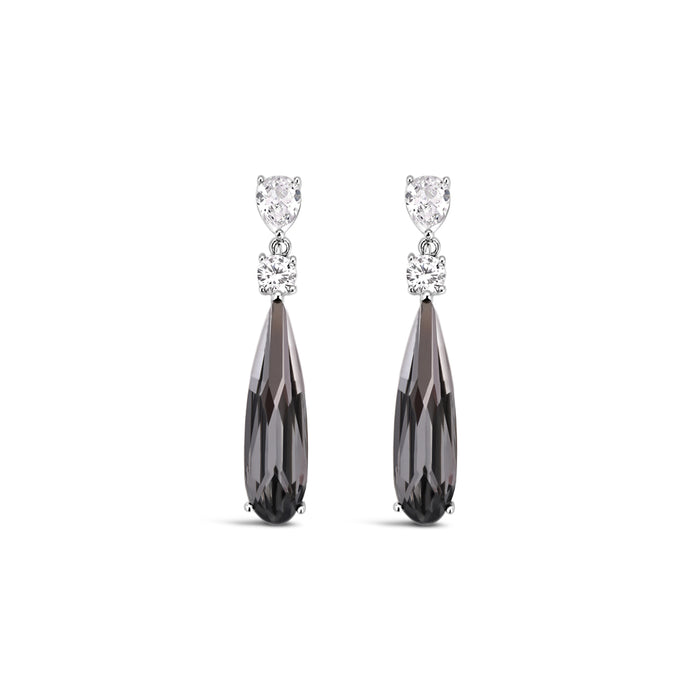 RHODIUM PLATED CUBIC ZIRCONIA EARRINGS E1871GREY