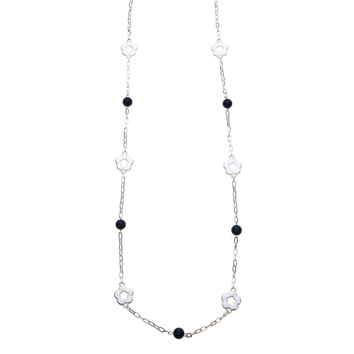 N1442BLUE 36INCH NECKLACE WITH SEMI PRECIOUS LAPIS STONES