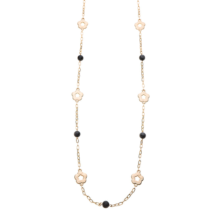 N1442GREY 36INCH NECKLACE WITH SEMI PRECIOUS LABRADORITE STONES