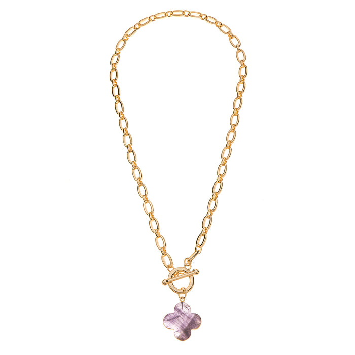 N1450PURPLE NECKLACE WITH SEMI PRECIOUS AMETHYST STONES