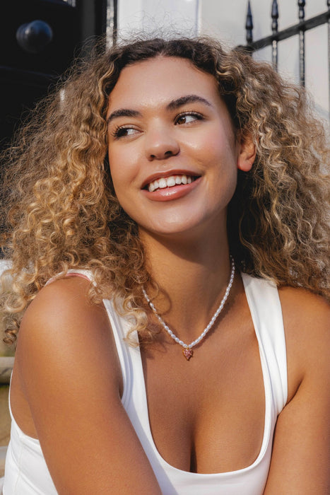 GOLD PLATED PEARL AND CUBIC ZIRCONIA NECKLACE N1643