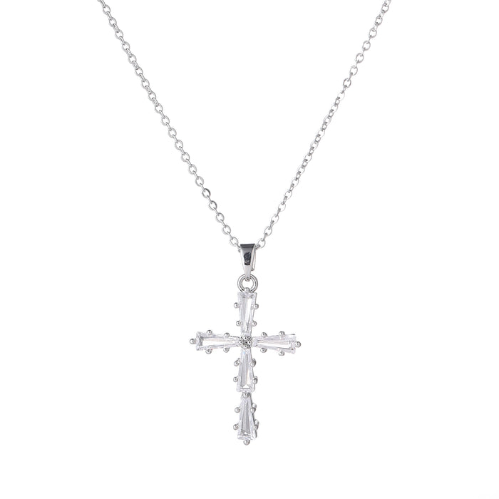RHODIUM PLATED NECKLACE WITH CUBIC ZIRCONIA STONES N1667
