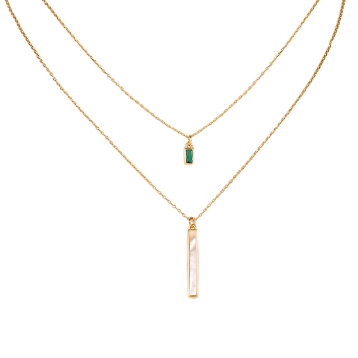 GOLD PLATED NECKLACE WITH CUBIC ZIRCONIA STONES N1845