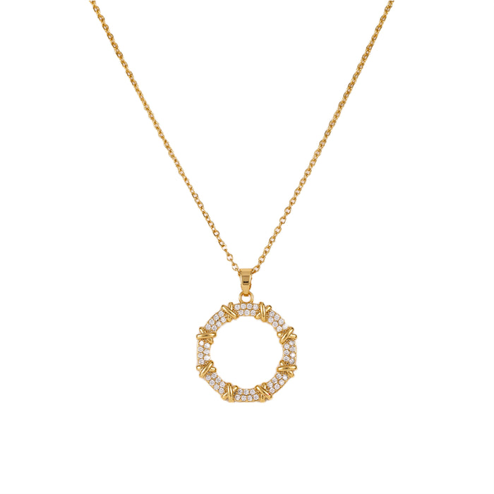 GOLD PLATED NECKLACE WITH CUBIC ZIRCONIA STONES N1848GOLD