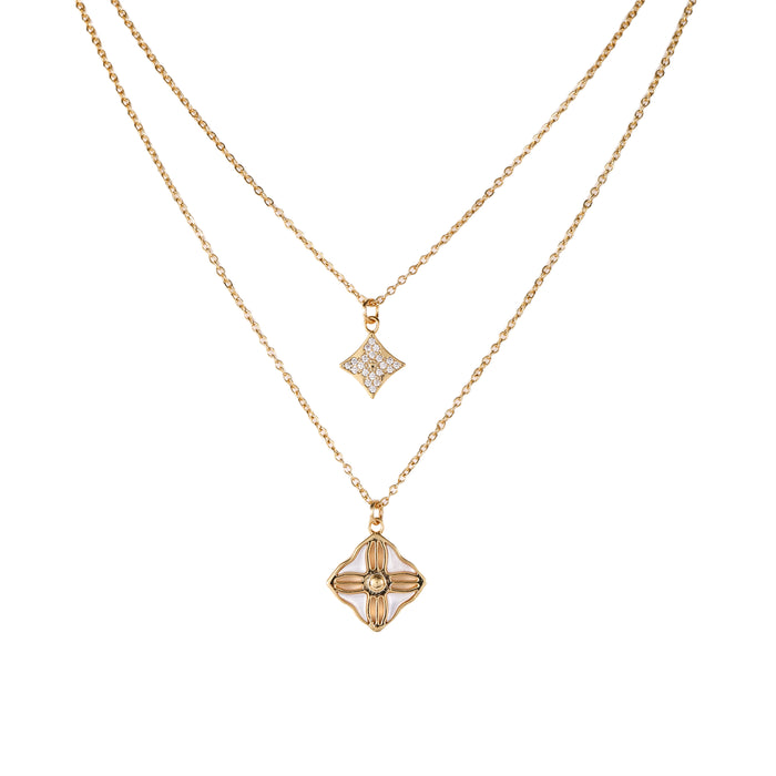 GOLD PLATED NECKLACE WITH CUBIC ZIRCONIA STONES N1857