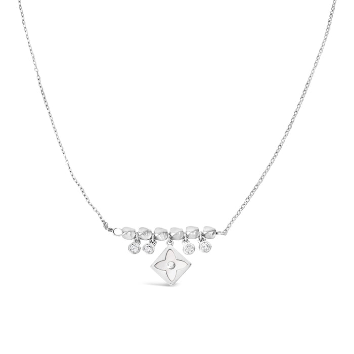 RHODIUM PLATED NECKLACE WITH CUBIC ZIRCONIA STONES N1858RHODIUM