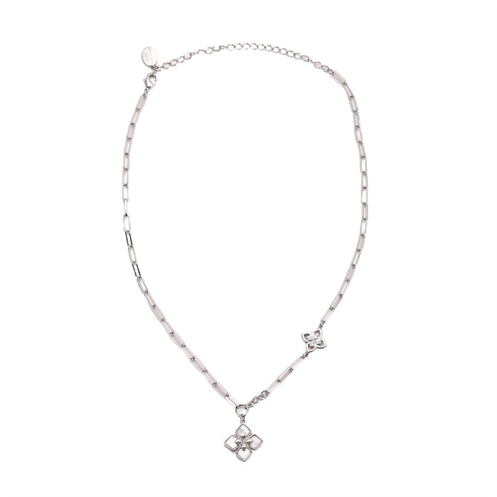 RHODIUM PLATED NECKLACE WITH CUBIC ZIRCONIA STONES N1861RHODIUM