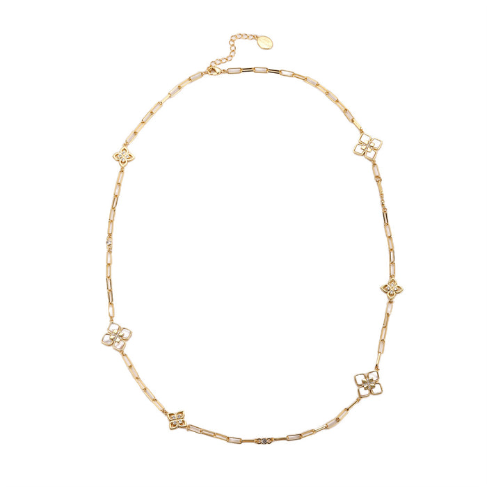 GOLD PLATED NECKLACE WITH CUBIC ZIRCONIA STONES N1863