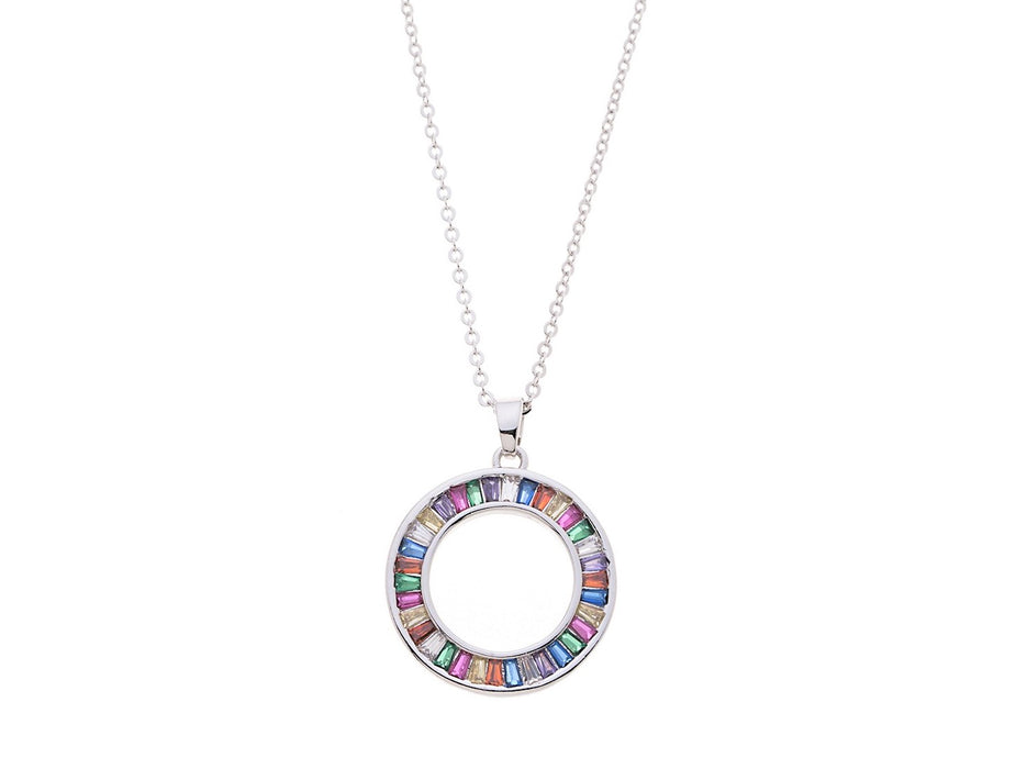 Rhodium Plated Cubic zirconia Multi Coloured Necklace N20155