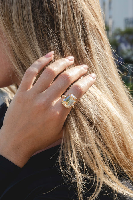 GOLD PLATED ADJUSTABLE SIZE RING R1882CHAMPAGNE