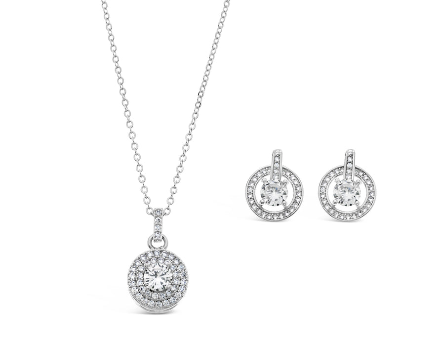 Rhodium Plated Cubic zirconia Necklace and Earring Set S20151