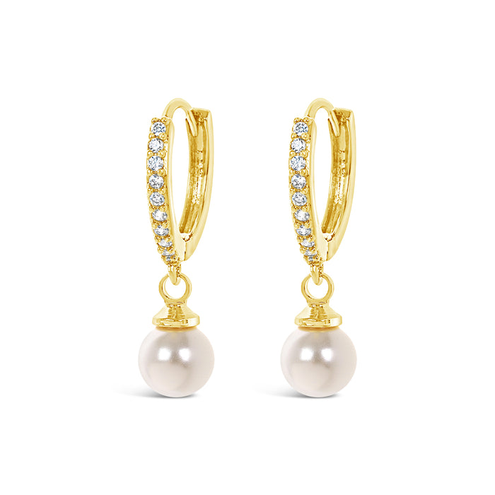 HYPOALLERGENIC 18K GOLD PLATED EARRINGS WITH CUBIC ZIRCONIA, WHITE GLASS PEARL AND A FREE GIFT BOX PACK OF 3,CODE A26