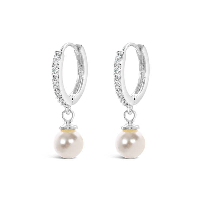 HYPOALLERGENIC SILVER PLATED EARRINGS  WITH CUBIC ZIRCONIA, WHITE GLASS PEARL AND A FREE GIFT BOX PACK OF 3,CODE A27