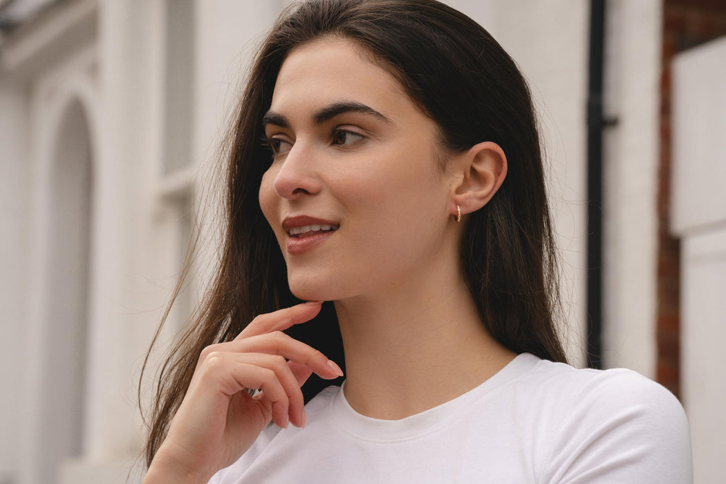 HYPOALLERGENIC 18K GOLD PLATED EARRINGS  WITH CUBIC ZIRCONIA STONES AND A FREE GIFT BOX PACK OF 3,CODE A34