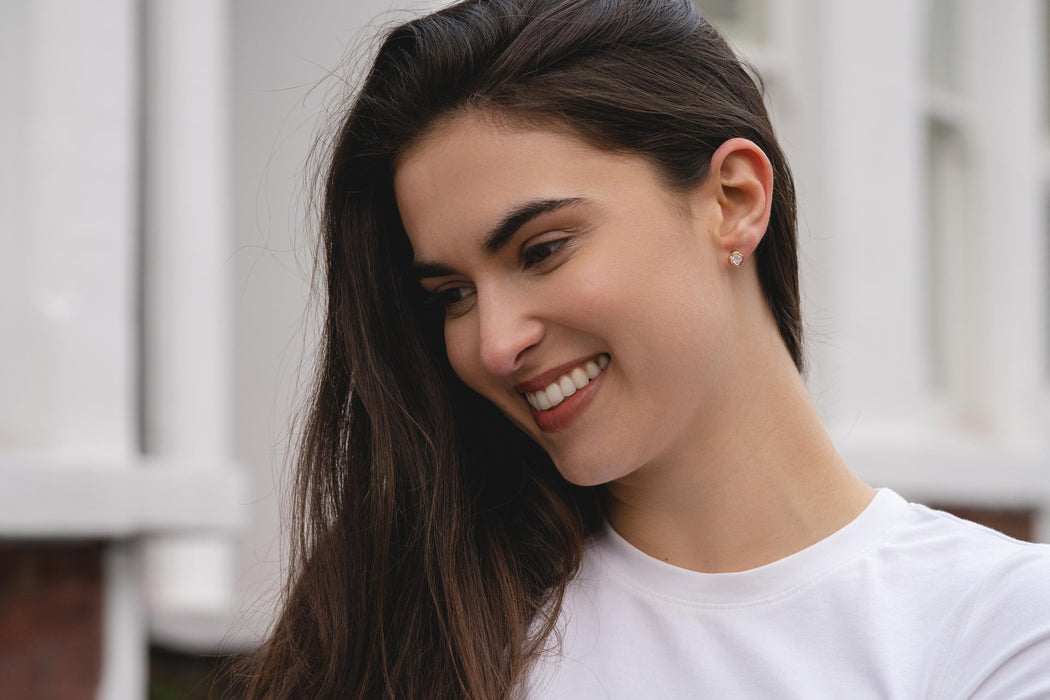 HYPOALLERGENIC 18K GOLD PLATED EARRINGS  WITH CUBIC ZIRCONIA STONES AND A FREE GIFT BOX PACK OF 3,CODE A6