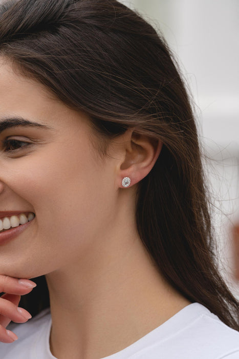 HYPOALLERGENIC SILVER PLATED EARRINGS WITH CUBIC ZIRCONIA STONES AND A FREE GIFT  BOX PACK OF 3,CODE A73