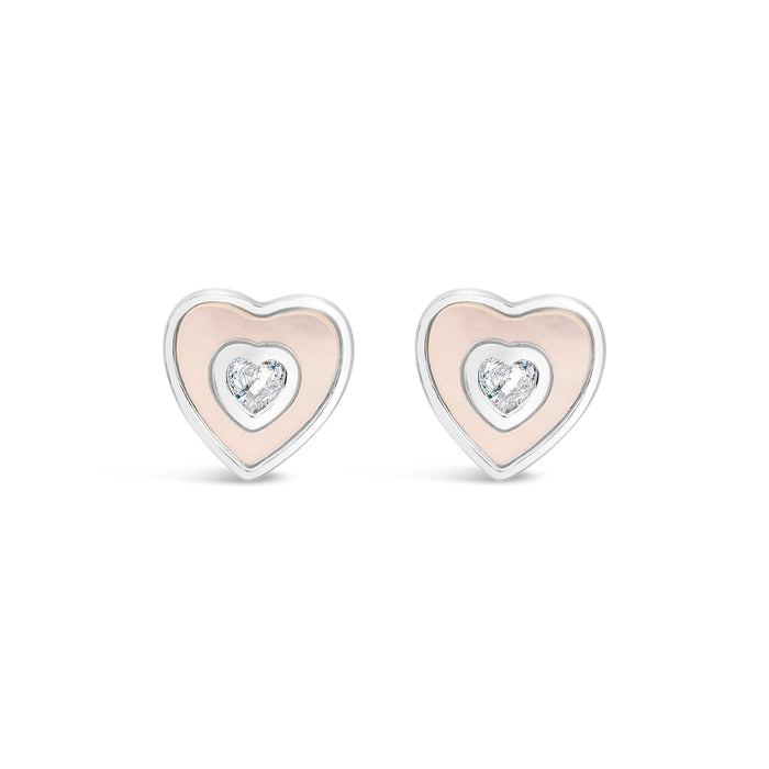 HYPOALLERGENIC SILVER PLATED EARRINGS WITH MOTHER OF PEARL , CUBIC ZIRCONIA STONES AND A  FREE GIFT BOX PACK OF 3,CODE A91