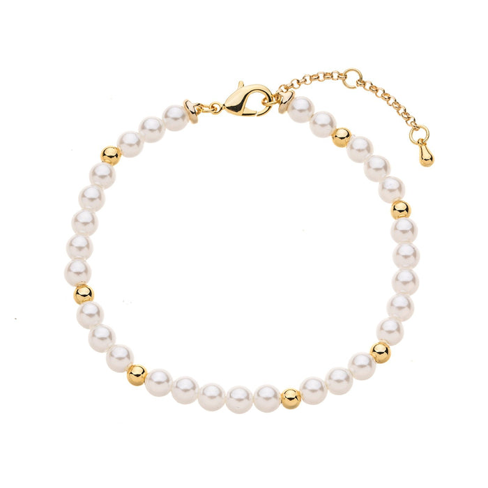 Gold Plated Glass Pearl Bracelet B1528