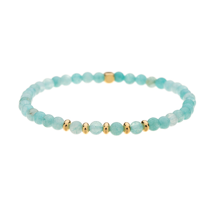 B1573 AQUAMARINE SEMI PRECIOUS 4MM STONE BRACELET WITH A POUCH - PACK OF 2